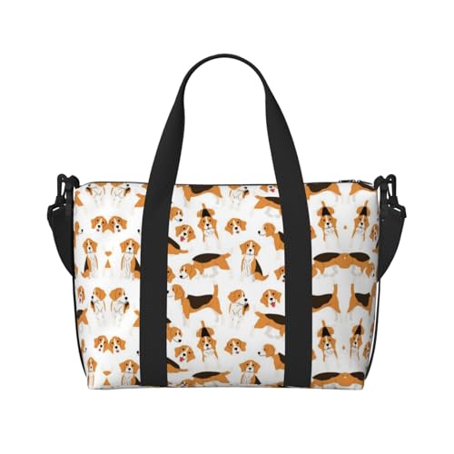 Sporttasche mit Hunde-Aufdruck für Damen, Wochenendtasche, Übernachtungstasche, persönliche Gegenstände, Schultertasche für Damen und Herren, Einheitsgröße, Schwarz , Einheitsgröße von ESNAIUVCD