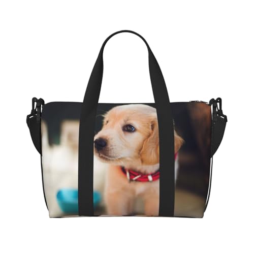 Sporttasche mit Hunde-Aufdruck für Damen, Wochenendtasche, Übernachtungstasche, persönliche Gegenstände, Schultertasche für Damen und Herren, Einheitsgröße, Schwarz , Einheitsgröße von ESNAIUVCD