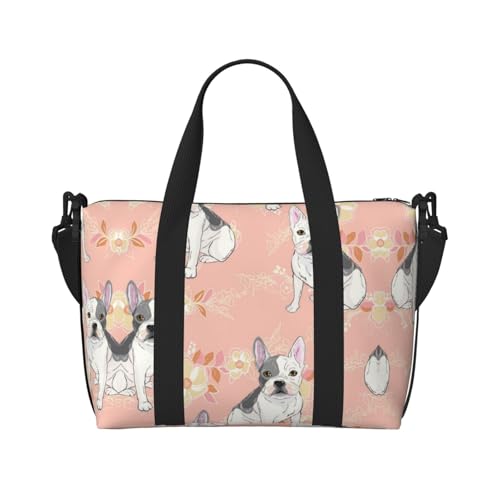 Sporttasche mit Hunde-Aufdruck für Damen, Wochenendtasche, Übernachtungstasche, persönliche Gegenstände, Schultertasche für Damen und Herren, Einheitsgröße, Schwarz , Einheitsgröße von ESNAIUVCD
