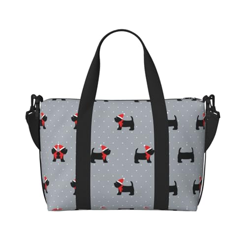 Sporttasche mit Hunde-Aufdruck für Damen, Wochenendtasche, Übernachtungstasche, persönliche Gegenstände, Schultertasche für Damen und Herren, Einheitsgröße, Schwarz , Einheitsgröße von ESNAIUVCD
