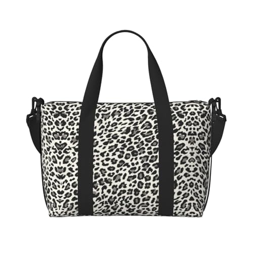 Sporttasche mit Leopardenmuster für Damen, Wochenendtasche, Übernachtungstasche, persönliche Gegenstände, Schultertasche für Damen und Herren, Einheitsgröße, Schwarz , Einheitsgröße von ESNAIUVCD