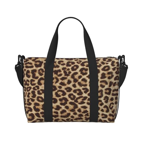 Sporttasche mit Leopardenmuster für Damen, Wochenendtasche, Übernachtungstasche, persönliche Gegenstände, Schultertasche für Damen und Herren, Einheitsgröße, Schwarz , Einheitsgröße von ESNAIUVCD