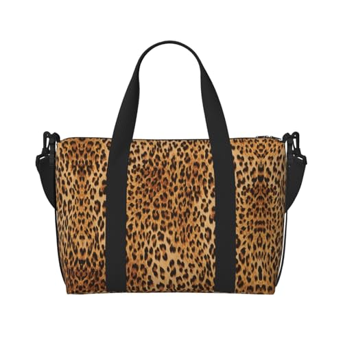 Sporttasche mit Leopardenmuster für Damen, Wochenendtasche, Übernachtungstasche, persönliche Gegenstände, Schultertasche für Damen und Herren, Einheitsgröße, Schwarz , Einheitsgröße von ESNAIUVCD