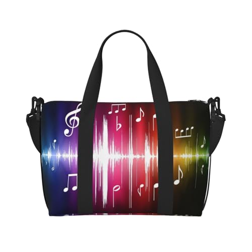 Sporttasche mit Musikdruck, für Damen, Wochenendtasche, Übernachtungstasche, persönliche Gegenstände, Schultertasche für Damen und Herren, Einheitsgröße, Schwarz , Einheitsgröße von ESNAIUVCD