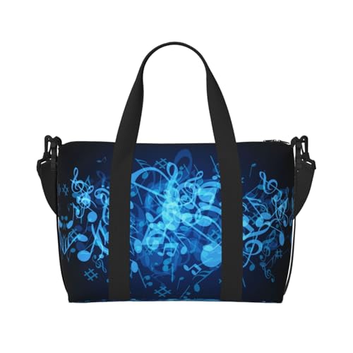 Sporttasche mit Musiknoten-Aufdruck, für Damen, Wochenendtasche, Übernachtungstasche, persönliche Gegenstände, Schultertasche für Damen und Herren, Einheitsgröße, Schwarz , Einheitsgröße von ESNAIUVCD