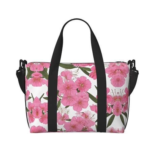 Sporttasche mit Pfingstrosen-Aufdruck, für Damen, Wochenendtasche, Übernachtungstasche, persönliche Gegenstände, Schultertasche für Damen und Herren, Einheitsgröße, Schwarz , Einheitsgröße von ESNAIUVCD