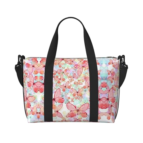 Sporttasche mit Schmetterlings-Aufdruck, für Damen, Wochenendtasche, Übernachtungstasche, persönliche Gegenstände, Schultertasche für Damen und Herren, Einheitsgröße, Schwarz , Einheitsgröße von ESNAIUVCD