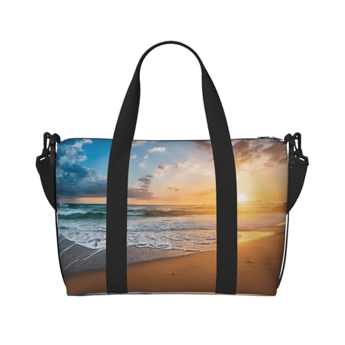 Sporttasche mit Sonnenaufgangs-Aufdruck, für Damen, Wochenendtasche, Übernachtungstasche, persönliche Gegenstände, Schultertasche für Damen und Herren, Einheitsgröße, Schwarz , Einheitsgröße von ESNAIUVCD