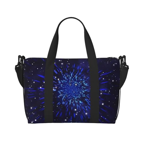 Sporttasche mit Sternenmuster für Damen, Wochenendtasche, Übernachtungstasche, persönliche Gegenstände, Schultertasche für Damen und Herren, Einheitsgröße, Schwarz , Einheitsgröße von ESNAIUVCD