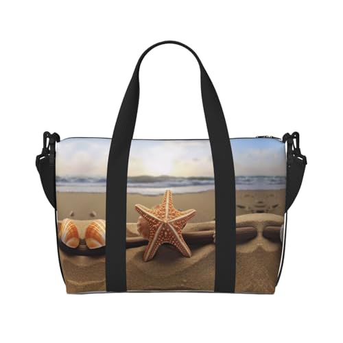 Sporttasche mit Strandmotiv für Damen, Wochenendtasche, Übernachtungstasche, persönliche Gegenstände, Schultertasche für Damen und Herren, Einheitsgröße, Schwarz , Einheitsgröße von ESNAIUVCD
