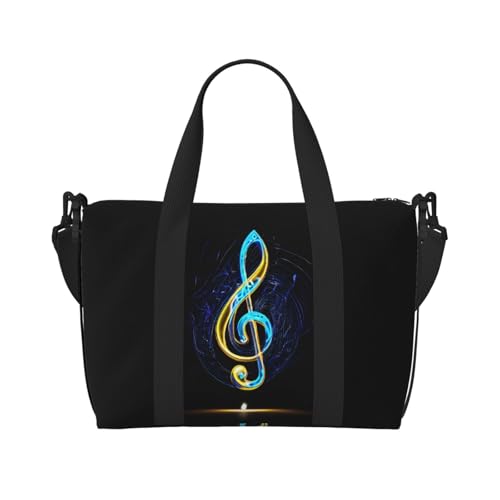 Sporttasche mit buntem Musikdruck, für Damen, Wochenendtasche, Übernachtungstasche, persönliche Gegenstände, Schultertasche für Damen und Herren, Einheitsgröße, Schwarz , Einheitsgröße von ESNAIUVCD