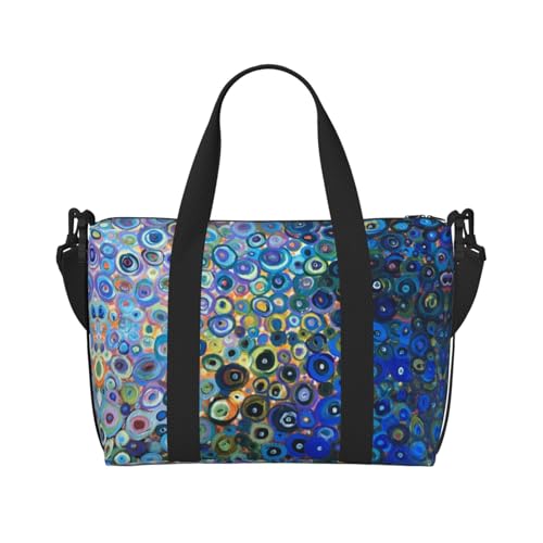 Sporttasche mit farbigem Malerei-Druck, für Damen, Wochenendtasche, Übernachtungstasche, persönliche Gegenstände, Schultertasche für Damen und Herren, Einheitsgröße, Schwarz , Einheitsgröße von ESNAIUVCD