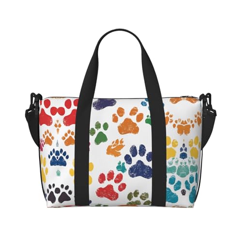 Sporttasche mit niedlichem buntem Hundeaufdruck, für Damen, Wochenendtasche, Übernachtungstasche, persönliche Gegenstände, Schultertasche für Damen und Herren, Einheitsgröße, Schwarz , Einheitsgröße von ESNAIUVCD