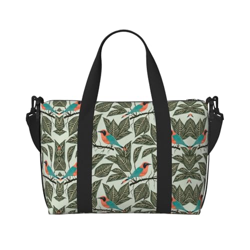 Sporttasche mit tropischen Pflanzen für Damen, Wochenendtasche, Übernachtungstasche, persönliche Gegenstände, Schultertasche für Damen und Herren, Einheitsgröße, Schwarz , Einheitsgröße von ESNAIUVCD