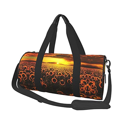 Sunflower Field Sunset Sea of Flowers Print Travel Duffel Bag, Foldable Gym Bag Overnight Weekend Bags for Women, Large Holdall Bag Cabin Bag for Sports and Travel, Schwarz , Einheitsgröße Sunflower Field Sunset Sea of Flowers Print Travel Duffel Bag, Foldable Gym Bag Overnight Weekend Bags for Women, Large Holdall Bag Cabin Bag for Sports and Travel, Schwarz , Einheitsgröße von ESNAIUVCD