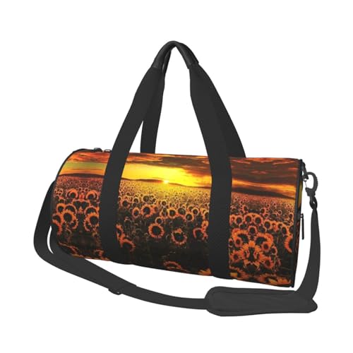 Sunflower Field Sunset Sea of Flowers Print Travel Duffel Bag, Foldable Gym Bag Overnight Weekend Bags for Women, Large Holdall Bag Cabin Bag for Sports and Travel, Schwarz , Einheitsgröße Sunflower Field Sunset Sea of Flowers Print Travel Duffel Bag, Foldable Gym Bag Overnight Weekend Bags for Women, Large Holdall Bag Cabin Bag for Sports and Travel, Schwarz , Einheitsgröße von ESNAIUVCD