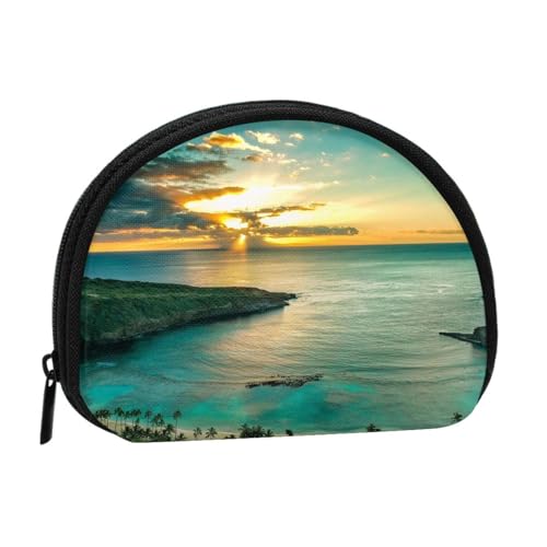 Sunrise Over Hawaii Print Tragbare Mini-Aufbewahrungstasche Muschelförmige Geldbörse Kleine Münzgeldbörse Muschel Aufbewahrungstasche von ESNAIUVCD