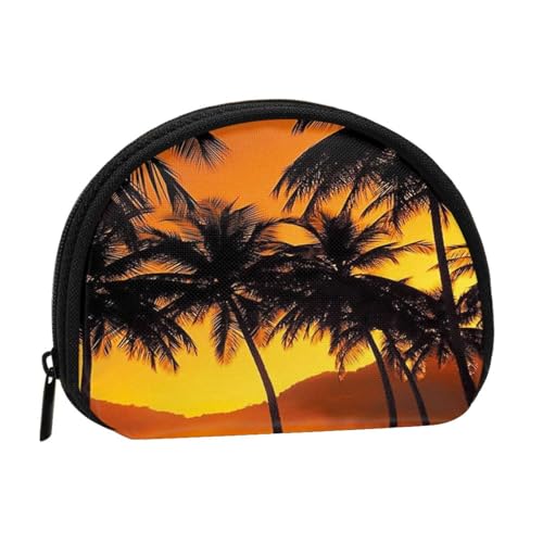Sunset Coconut Trees Print Portable Mini Storage Bag Shell Shaped Wallet Small Coin Wallet Shell Storage Bag von ESNAIUVCD