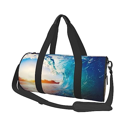 Sunset Sea Surfing Seascape Print Travel Duffel Bag Foldable Gym Bag Overnight Weekend Bags for Women Large Holdall Bag Cabin Bag for Sports and Travel, Schwarz , Einheitsgröße von ESNAIUVCD