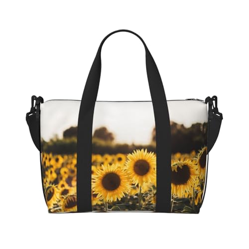 Sunshine Sporttasche mit Sonnenblumen-Aufdruck, für Damen, Wochenendtasche, Übernachtungstasche, persönliche Gegenstände, Schultertasche für Damen und Herren, Einheitsgröße, Schwarz , Einheitsgröße von ESNAIUVCD