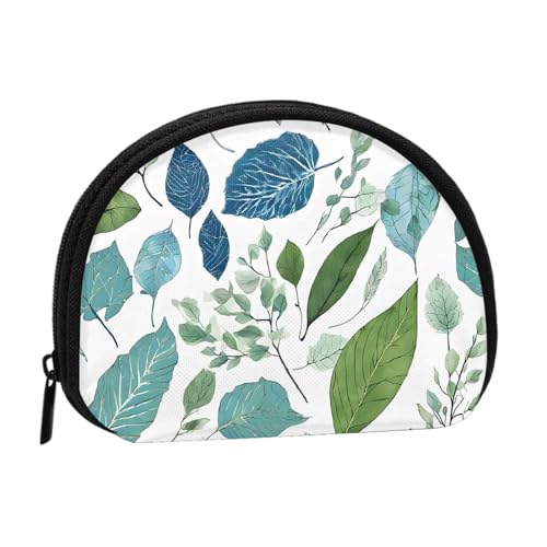 Tragbare Mini-Aufbewahrungstasche, Motiv: grüne Eukalyptusblätter, Muschelform, kleine Münzgeldbörse, Muschel-Aufbewahrungstasche von ESNAIUVCD