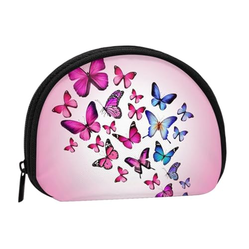 Tragbare Mini-Aufbewahrungstasche, Motiv: rosa Schmetterlinge, Muschelform, kleine Münzgeldbörse, Muschel-Aufbewahrungstasche von ESNAIUVCD