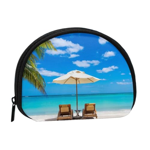 Tragbare Mini-Aufbewahrungstasche in Muschelform, Motiv: tropisches Meer, kleine Münzgeldbörse, Muschel-Aufbewahrungstasche, Weiß von ESNAIUVCD