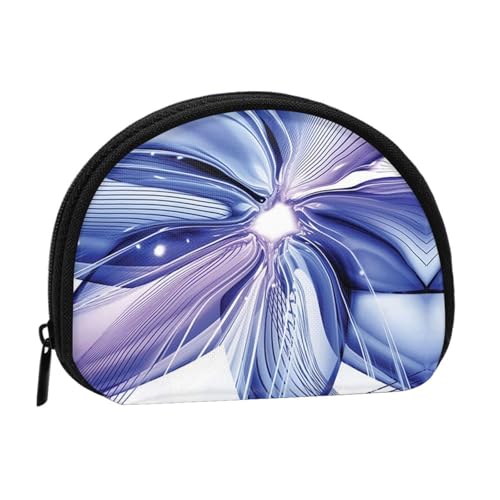 Tragbare Mini-Aufbewahrungstasche in Muschelform mit abstraktem Blumendruck, klein, Blau von ESNAIUVCD
