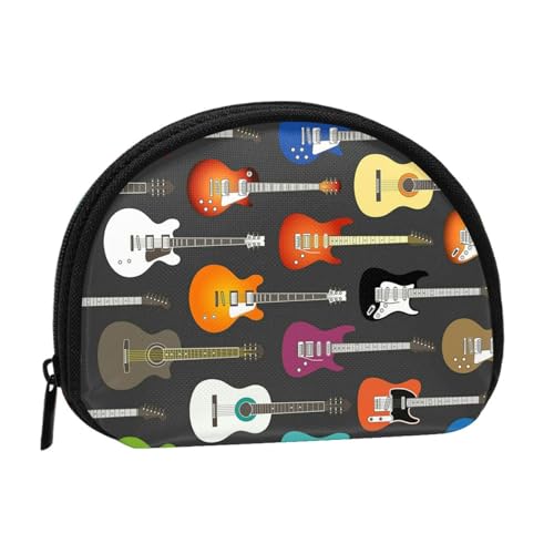 Tragbare Mini-Aufbewahrungstasche in Muschelform mit buntem Akustik- und Gitarren-Druck, kleine Münzgeldbörse, Muschel-Aufbewahrungstasche von ESNAIUVCD