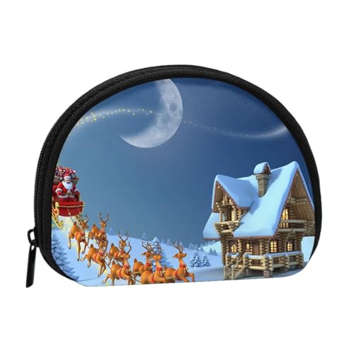 Tragbare Mini-Aufbewahrungstasche mit Aufdruck "Merry Christmas", Muschelform, kleine Münzgeldbörse, Muschel-Aufbewahrungstasche von ESNAIUVCD