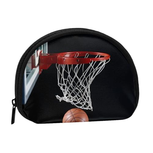 Tragbare Mini-Aufbewahrungstasche mit Basketball-Druck, Muschelform, kleine Münzgeldbörse, Muschel-Aufbewahrungstasche von ESNAIUVCD