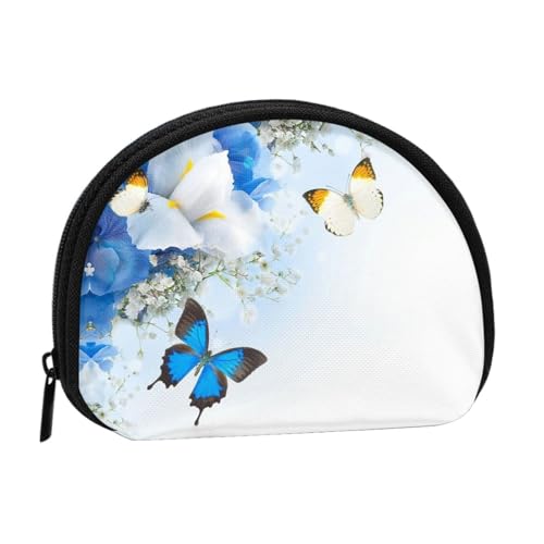 Tragbare Mini-Aufbewahrungstasche mit Blumen- und Schmetterlings-Aufdruck, Muschelform, kleine Münzgeldbörse, Muschel-Aufbewahrungstasche von ESNAIUVCD