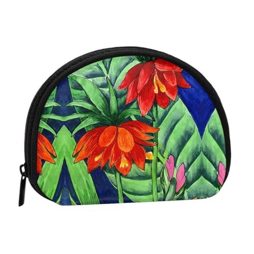 Tragbare Mini-Aufbewahrungstasche mit Blumendruck, Muschelform, kleine Münzgeldbörse, Muschel-Aufbewahrungstasche von ESNAIUVCD