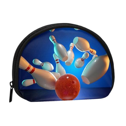 Tragbare Mini-Aufbewahrungstasche mit Bowlingkugel-Druck, Muschelform, kleine Münzgeldbörse, Muschel-Aufbewahrungstasche von ESNAIUVCD
