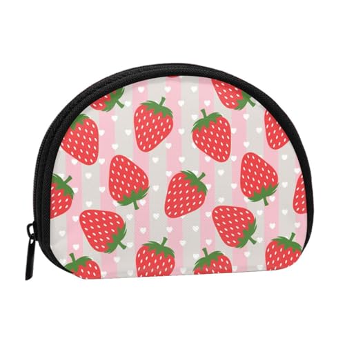 Tragbare Mini-Aufbewahrungstasche mit Erdbeermotiv, Muschelform, kleine Münzgeldbörse, Muschel-Aufbewahrungstasche von ESNAIUVCD
