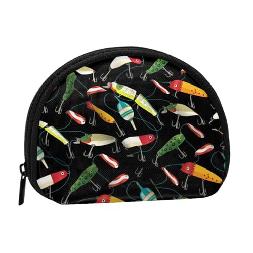 Tragbare Mini-Aufbewahrungstasche mit Fischköderaufdruck, Muschelform, kleine Münzgeldbörse, Muschel-Aufbewahrungstasche von ESNAIUVCD