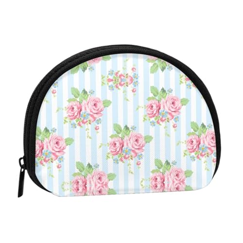Tragbare Mini-Aufbewahrungstasche mit Gartenrosen-Druck, Muschelform, kleine Münzgeldbörse, Muschel-Aufbewahrungstasche von ESNAIUVCD