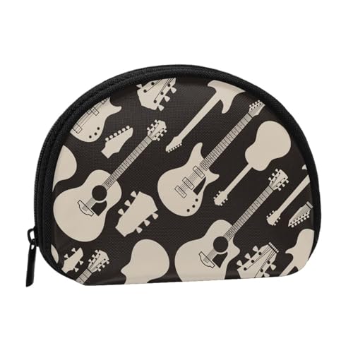 Tragbare Mini-Aufbewahrungstasche mit Gitarrenmuster-Druck, Muschelform, kleine Münzgeldbörse, Muschel-Aufbewahrungstasche von ESNAIUVCD
