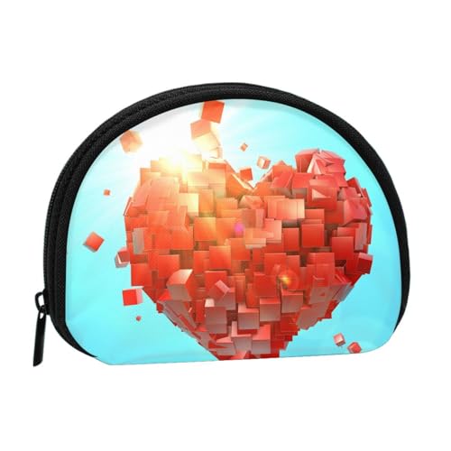 Tragbare Mini-Aufbewahrungstasche mit Herzwürfelmotiv, kleine Münzgeldbörse, Aufbewahrungstasche von ESNAIUVCD