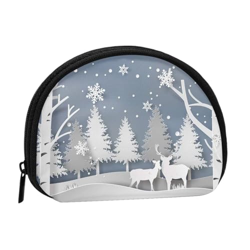 Tragbare Mini-Aufbewahrungstasche mit Hirsch-Druck, Muschelform, kleine Münzgeldbörse, Muschel-Aufbewahrungstasche von ESNAIUVCD