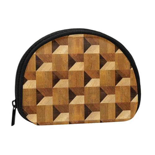 Tragbare Mini-Aufbewahrungstasche mit Holzdruck, Muschelform, kleine Münzgeldbörse, Muschel-Aufbewahrungstasche von ESNAIUVCD