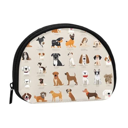 Tragbare Mini-Aufbewahrungstasche mit Hunderassen-Aufdruck, Muschelform, kleine Münzgeldbörse, Muschel-Aufbewahrungstasche von ESNAIUVCD