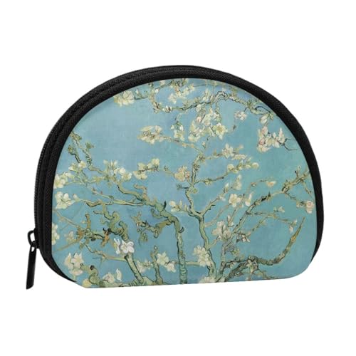 Tragbare Mini-Aufbewahrungstasche mit Kirschpflaumenblumen-Druck, Muschelform, kleine Münzgeldbörse, Muschel-Aufbewahrungstasche von ESNAIUVCD