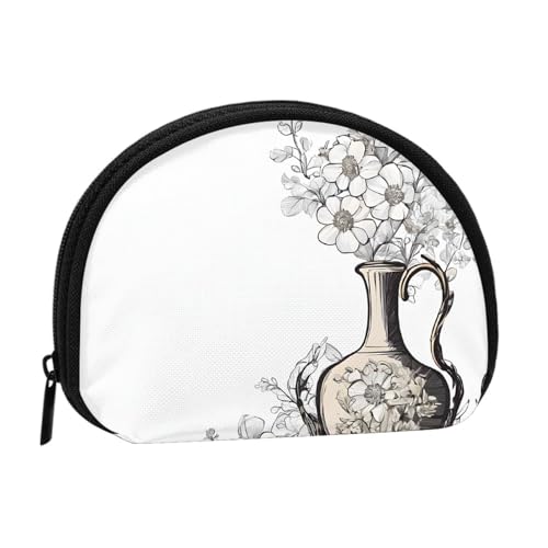 Tragbare Mini-Aufbewahrungstasche mit Lavendel- und Gänseblümchen-Aufdruck, Muschelform, kleine Münzgeldbörse, Muschel-Aufbewahrungstasche von ESNAIUVCD