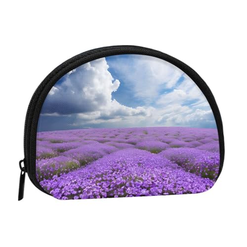 Tragbare Mini-Aufbewahrungstasche mit Lavendelblumen-Druck, Muschelform, kleine Münzgeldbörse, Muschel-Aufbewahrungstasche von ESNAIUVCD