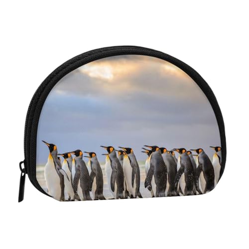 Tragbare Mini-Aufbewahrungstasche mit Meerespinguin-Druck, Muschelform, kleine Münzgeldbörse, Muschel-Aufbewahrungstasche von ESNAIUVCD
