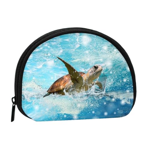 Tragbare Mini-Aufbewahrungstasche mit Meeresschildkröten-Druck, Muschelform, kleine Münzgeldbörse, Muschel-Aufbewahrungstasche von ESNAIUVCD