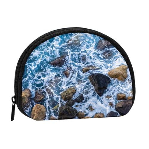 Tragbare Mini-Aufbewahrungstasche mit Meeressteinen, Muschelform, kleine Münzgeldbörse, Muschel-Aufbewahrungstasche von ESNAIUVCD