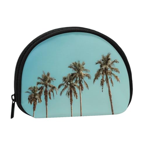 Tragbare Mini-Aufbewahrungstasche mit Palmen-Druck, Muschelform, kleine Münzgeldbörse, Muschel-Aufbewahrungstasche von ESNAIUVCD