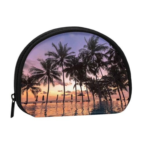 Tragbare Mini-Aufbewahrungstasche mit Palmen-Druck, Muschelform, kleine Münzgeldbörse, Muschel-Aufbewahrungstasche von ESNAIUVCD